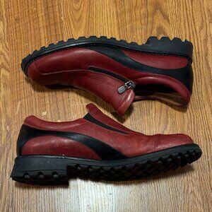 Red/Black Donald Pliner Sport U Zip Italian Leather Loafers